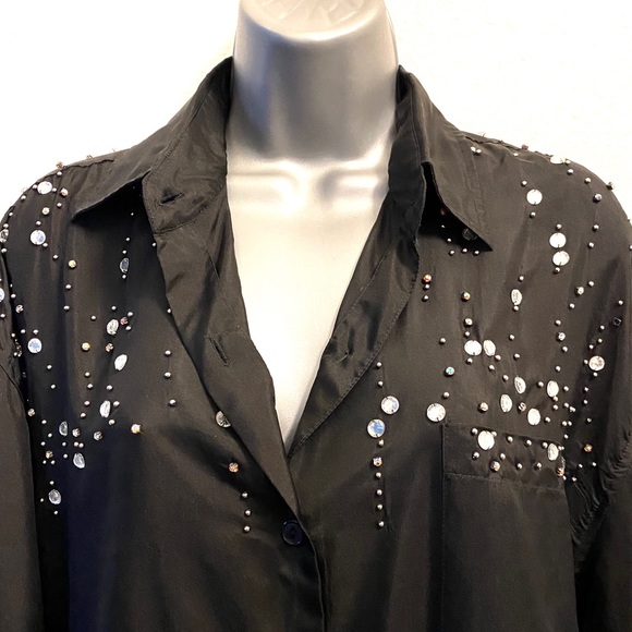 Vintage Black Oversized Button Down Shirt Size Large - Picture 3 of 5